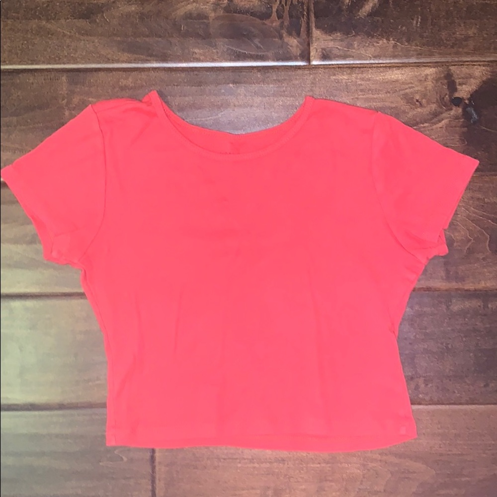 Brandy Melville Red Cropped Short Sleeve